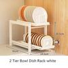 1/2 Tier Pull-out Bowl Dish Drying Rack Drainer with Drainboard Kitchen Sink Cabinet Cupboard Organizer Plate Tableware Storage