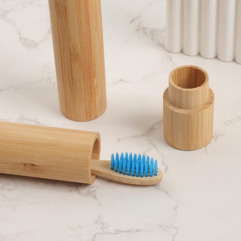 Empty Bamboo Toothbrush Tube & Tea Bottle Eco-Friendly Toothbrush Case Travel Portable Tooth Brush Holder Box