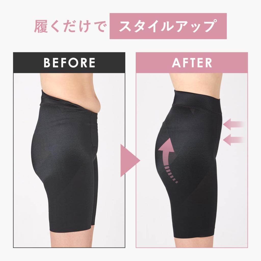 Teijin Girdle Shorts for 3L [fun.] Women, Hip-Lifting Shorts, Shapewear, Black,