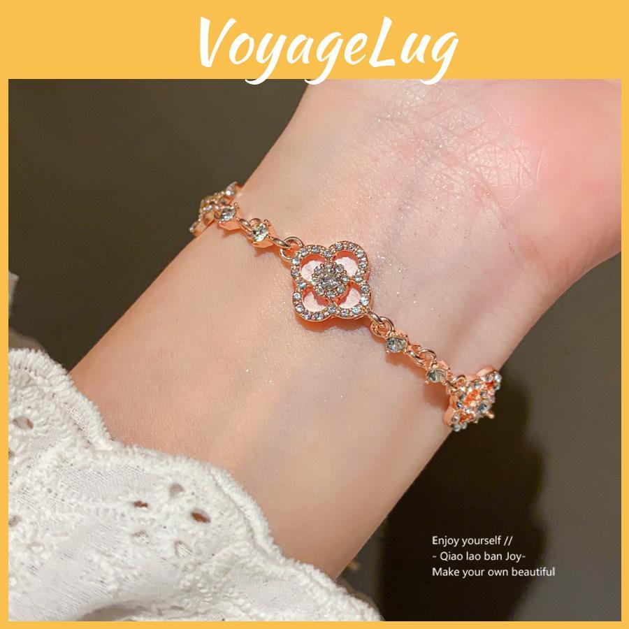 Elegant Floral Alloy Bracelet With Sparkling Zirconia For Women Summer Fashion Accessory