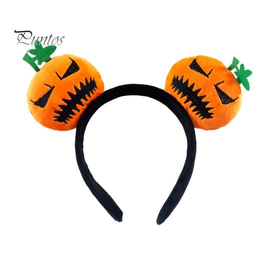 Versatile Costume Hair Pieces Halloween Plush Pumpkin Headband, Fuzzy Orange Ghost Face Holiday Headwear for Kids Adults Accessories Women Cosplay