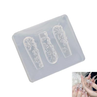 Silikon Blume Schmetterling Nagel Carving Form 3D Stempelplatte Nägel Schablonen UV Gel Maniküre Werkzeuge Nail Art Maniküre