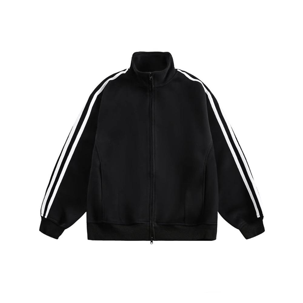 

Американская ретро куртка на трех пуговицах со стойкой воротником мужская осенняя модная брендовая свободная куртка на двусторонней молнии кардиган для пары XXXL чёрный