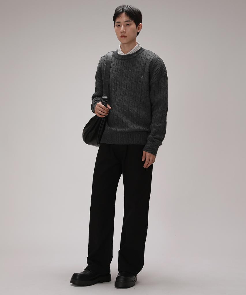 Dibellobeu Essential Mood Semi-Wide Cotton Pants_Black