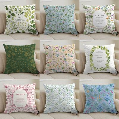 Small Fresh Pastoral Floral Pillow Cover Sofa Living Room Cushion Cover Bedside Square Pillowcase Removable and Washable