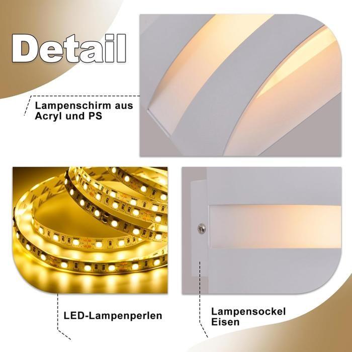Applique murale LED d'intérieur - NETTLIFE - Design moderne - 3000K blanc chaud - 5 W - Blanc