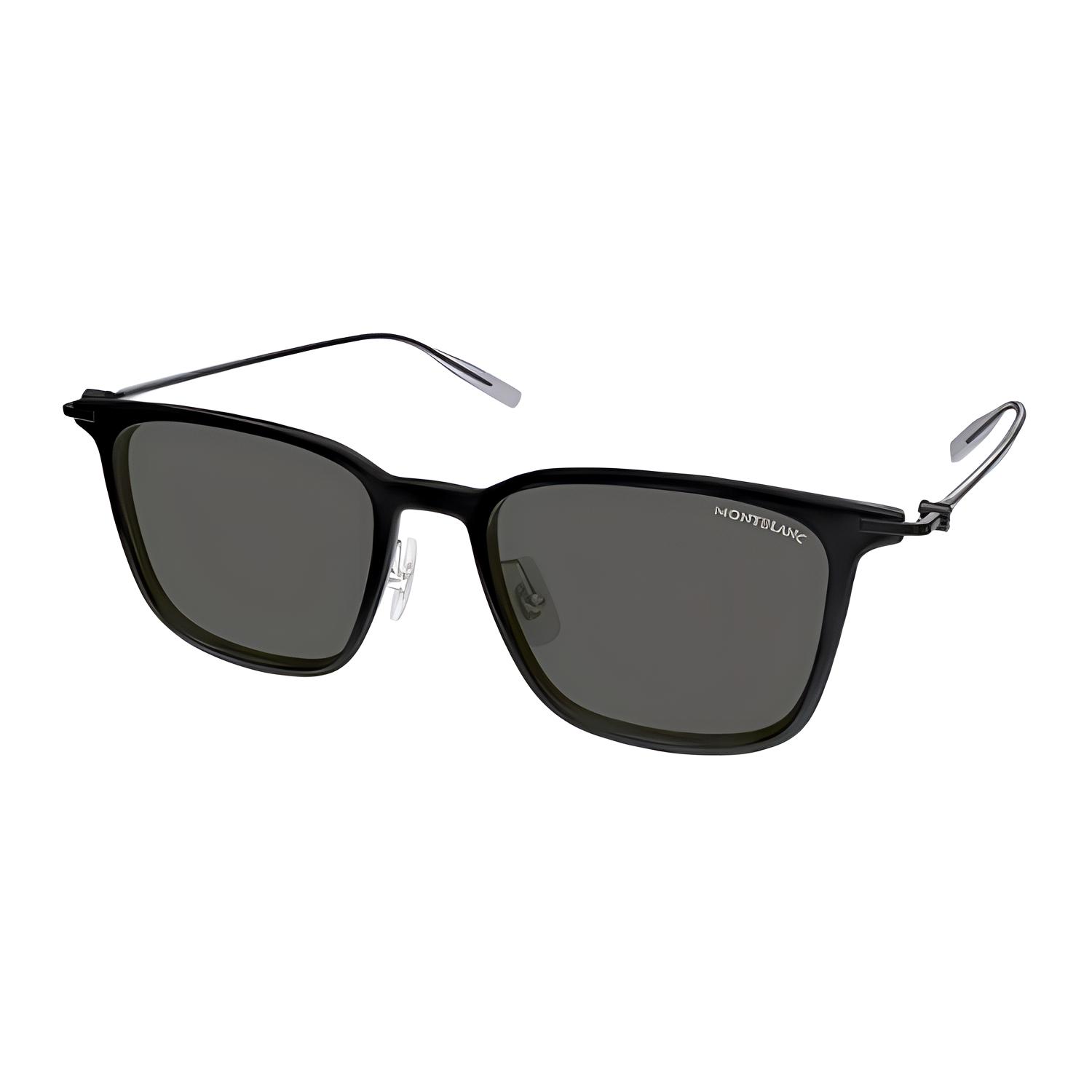 

Montblanc Logo Injection Metal Square Sunglasses Unisex sunglasses Black MB0354S-001 52,Black