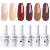 Gellen Color Gel 6 Colors 8ml Gel Nail Deep Chocolate Natural Perfect for DIY Set Brown, Tone, Brown. Salon-quality, UV/LED Compatible, Soak-Off,