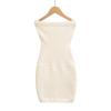 Pure Desire Strapless Bodycon Knit Mini Dress: Slim-Fitting, Waist-Cinching, Textured for Figure Highlighting.