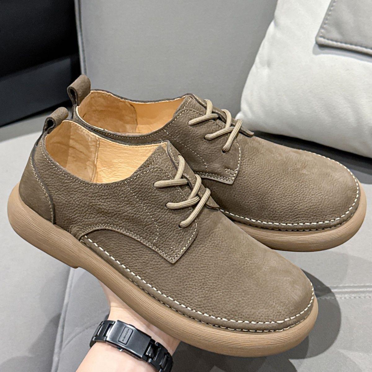 

2025 Ретро Дышащие Кожаные Лоферы Мягкая Подошва Слипоны и На шнуровке Мужская Модная Обувь 40 with Insole