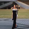 Rochie Bodycon Bandaj Europeană & Americană cu Strass-uri, pe un umăr
