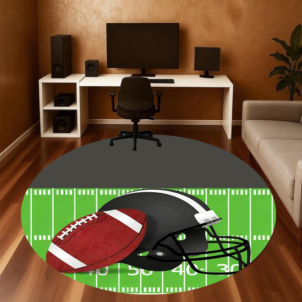 1PC football helmet Office Round Area Rug, Under Office Chairs Bedroom Living Room Home Decor,Carpet for Office, -1110251