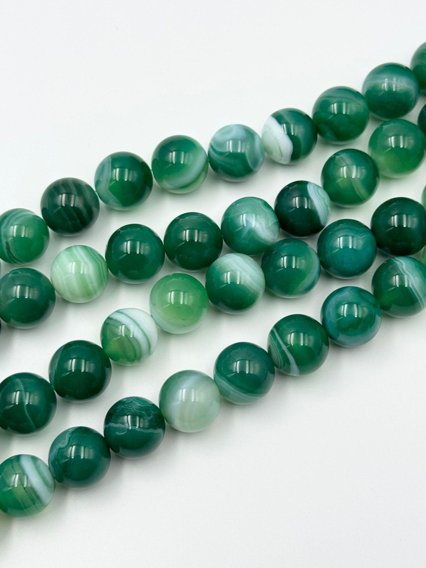 7A Natural Green Striped Agate Round Beads for Jewelry Making 4MM (Approx. 95 beads per strand)