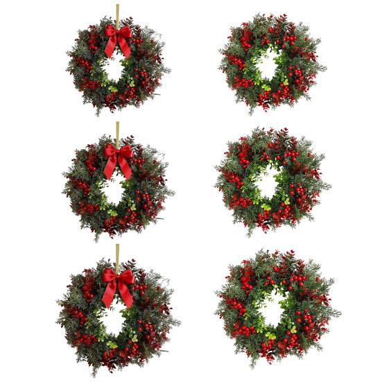 Yousheng Christmas Wreaths for Front Door Artificial Greeney Wreath with Bow And Red Berries for Holiday Home Wall Fireplace Indoor Outdoor Porch