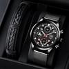 Stainless Steel Mesh Strap Men'S Watch Trend Fashion Calendar Luminous Quartz Watch