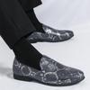 Men's Plus Size Python Pattern Slip-on Leather Loafers - Korean Style Business Casual Shoes
