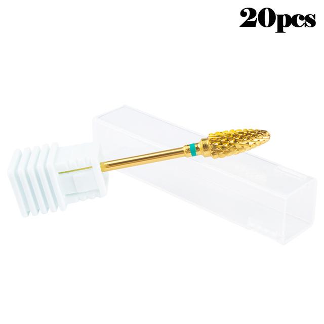 20ks wolframový vrták na nehty Manikúrní vrták pro strojní odstranění gelu na lak Frézka Frézka Frézka na nehty Příslušenství na pilníky na nehty Buffer