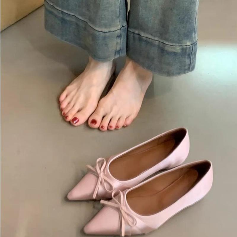 Modische flache Schuhe Luxuriöser Damenschuh Eleganter einfacher Retro-Single-Schuh Spitz zulaufend Neuer vielseitiger Freizeitschuh Exquisite Sandale