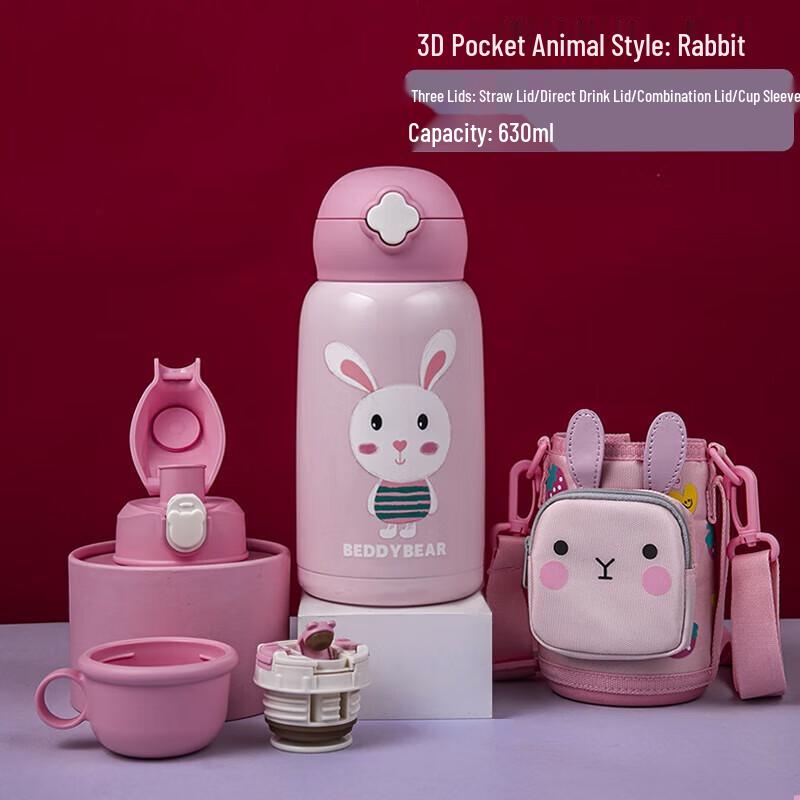 Beddybear Kids Four-Leaf Clover Rabbit Stainless Steel Water Bottle