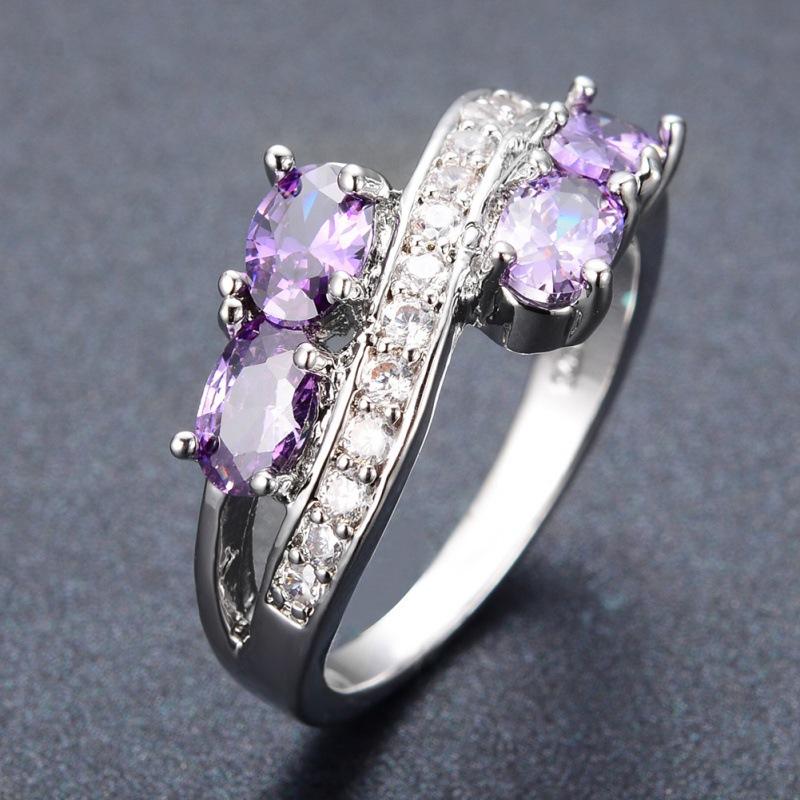 Ring zircon European and American retro purple four-diamond jewelry creative accessories no. 6 фиолетовый