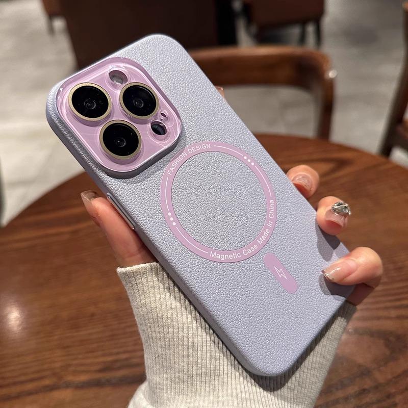 The New Lychee Peel Pattern Is Suitable for IPhone15 Phone Cases  IPhone 16promax Magnetic Suction and Full Coverage Protective Cases