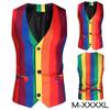 Men's Autumn Stripe Print Slim Fit Vest - Plus Size