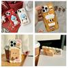 Kawaii Cartoon Penguin Coffee Biscuits Cover With Stand Holder Soft Silicone Case for iPhone 16 15 14 Plus 13 12 Pro Max 11