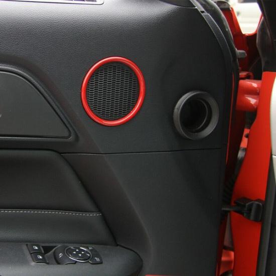 Car Inner Door Speaker Horn Cover Trim 2X For Ford Mustang 2015- Bright Red