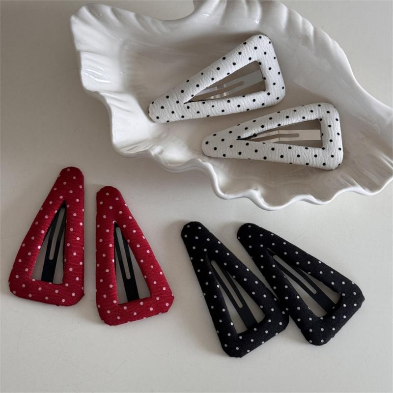 Traditional Korean Style Metallic Dotted Pattern Triangular Hair Accessories for Women Girls Barrettes