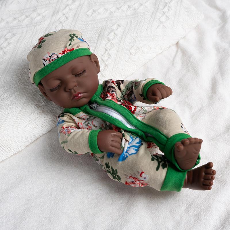 30cm Reborn Doll Black Skin Soft Full Vinyl Dolls For 11.81inch Dolls Cute Lifelike Newborn Doll Gift Doll Toy for Adults Gifts