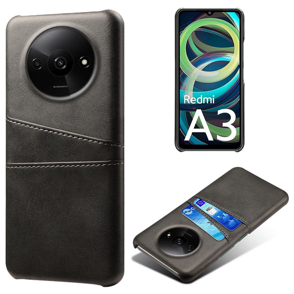 For Xiaomi Redmi A3 4G/Poco C61 4G Case Card Slots PU Leather Coated PC Hard Phone Cover