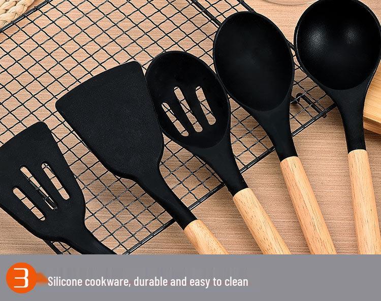 19-delars silikon köksredskapsset med skärbräda & förvaringshink