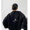 SeiunAn Logo Pullover Long Plus Sizes Loose Crew Long Sleeve Korean English Back Print Women's Sweatshirt, Hoodie, Sleeve, Lightweight,