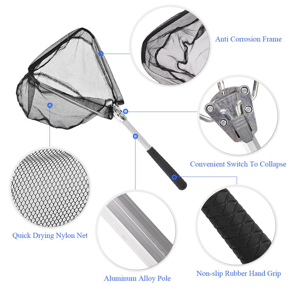 Folding Fish Landing Net  Triangular Fly Fishing Net Fish Catching or Releasing