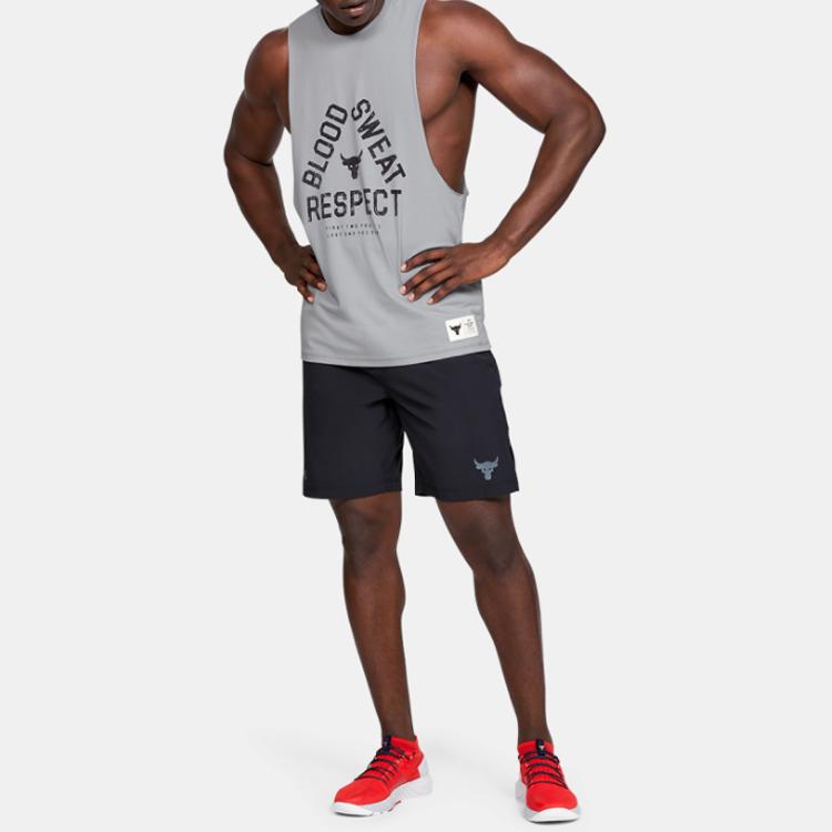 Under Armour Project Letter Print Sports Breathable Vest Men Vests Gray 1346097-011