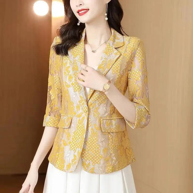 Lace Suit Jacket Women's Spring and Summer Thin Three-quarter Sleeve Casual Suit Top