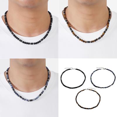 Handmade Bead Necklace Adjustable Necklace Natural Tiger Eye Stones Necklace Suitable for Artistic Accessory Lovers