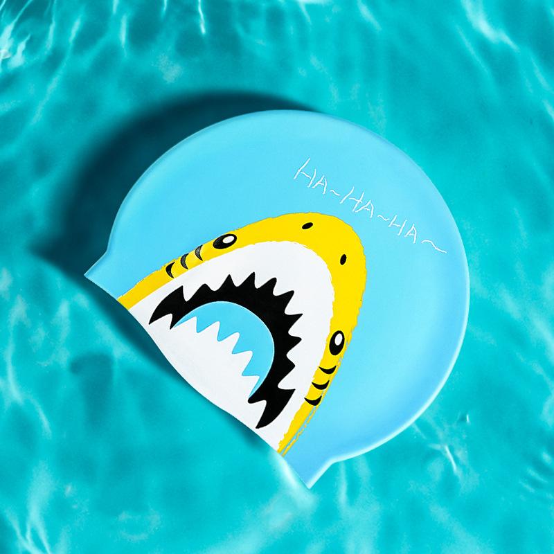 Large Swimming Caps Kids Ear Protection Long Hair Waterproof Silicone Swim Cap Swimming Hats Carton Print Swimming Accessories