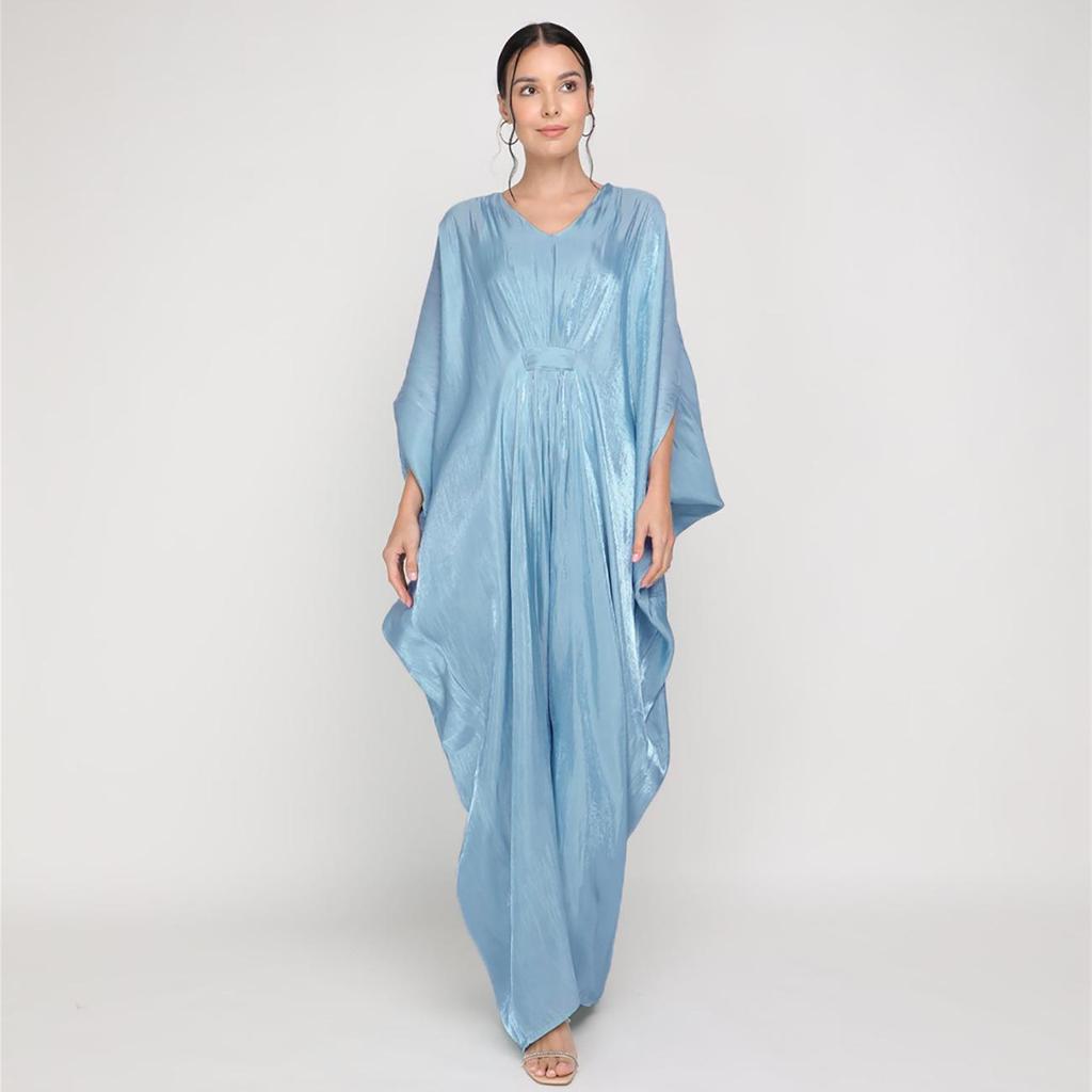 M218#8 Damen Locker Fledermausärmel Langes Kleid - Indonesisch Malaysischer & Nahöstlicher Stil