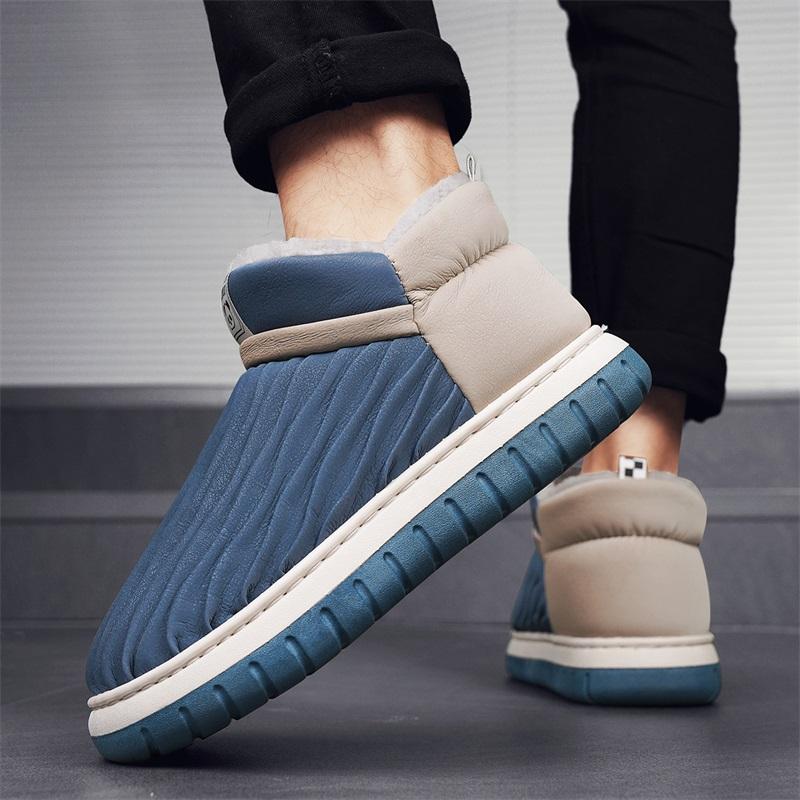 Men's Snow Boots for Autumn and Winter New Style with Plush Lining Thickened for Warmth In Winter Soft Sole Non-Slip Co