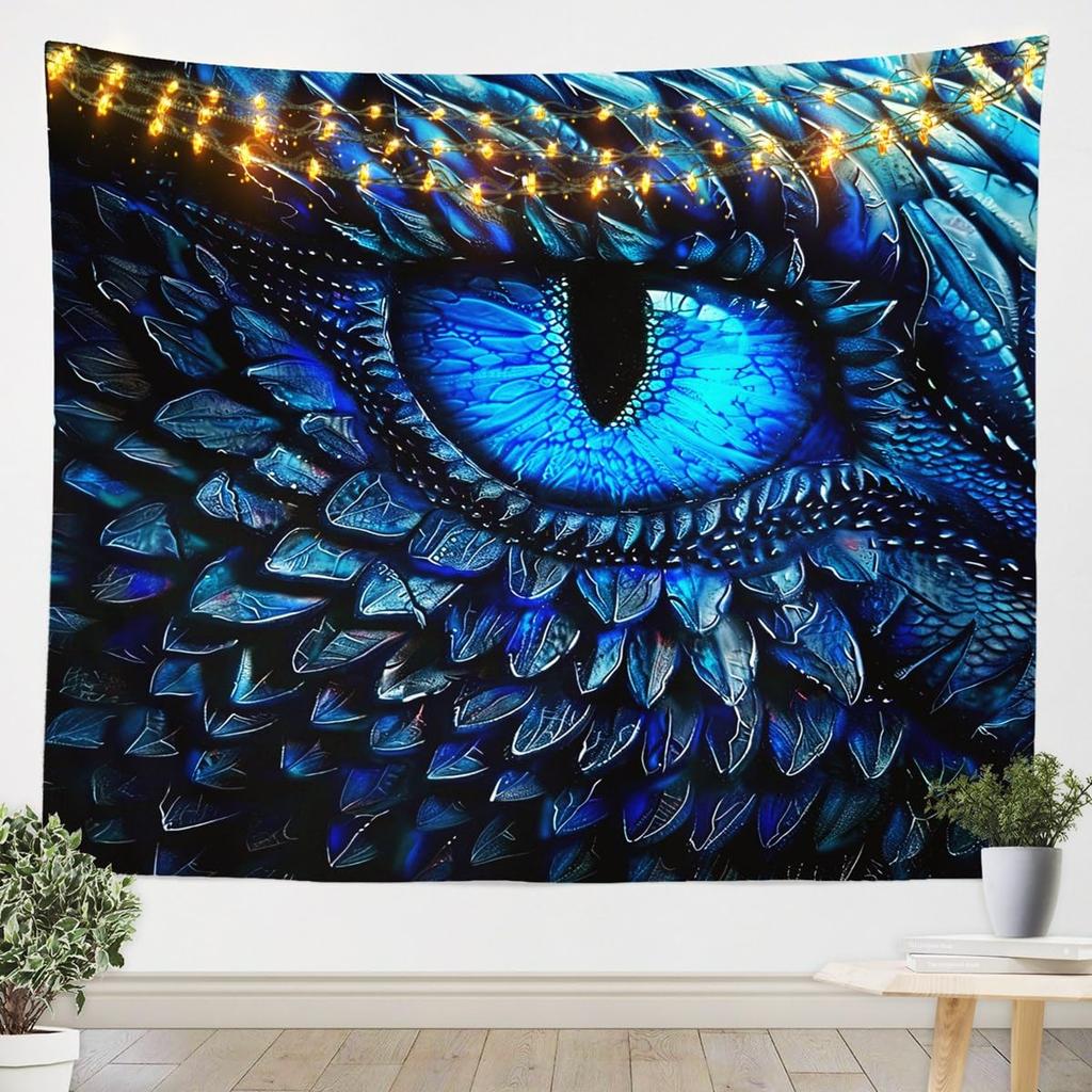 Black and White Vintage Dragon Tapestries Fantasy Castle Tapestry,Dark Sky Mythical Animal Hanging Wall Art Antique Prehistoric