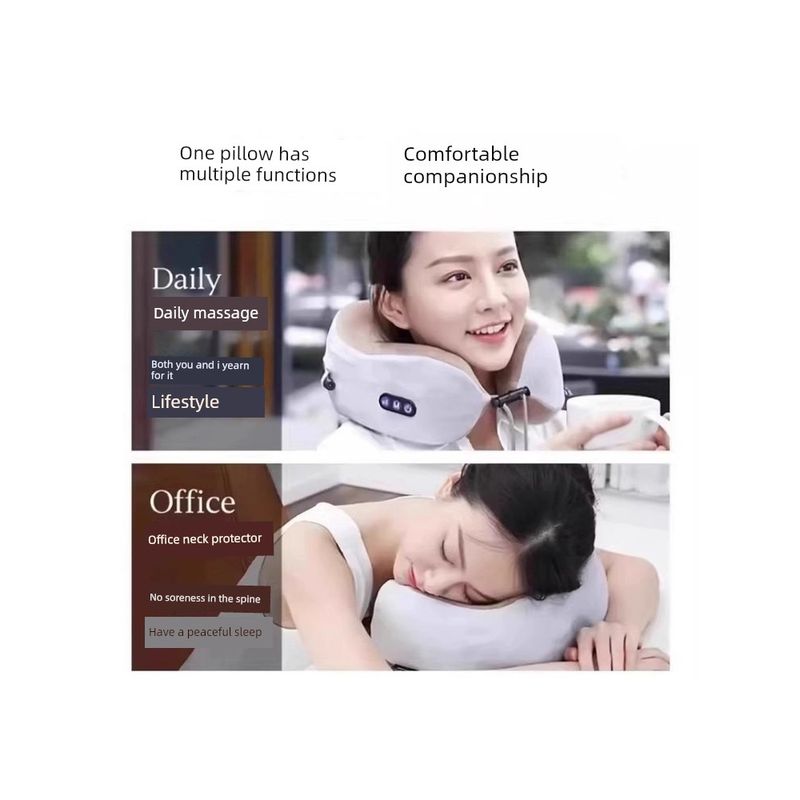 Precision U-Shaped Cervical Spine Massage Pillow for Shoulder, Neck, Waist, and Neck, Home Electric Multifunctional Massage Pillow for Office Use