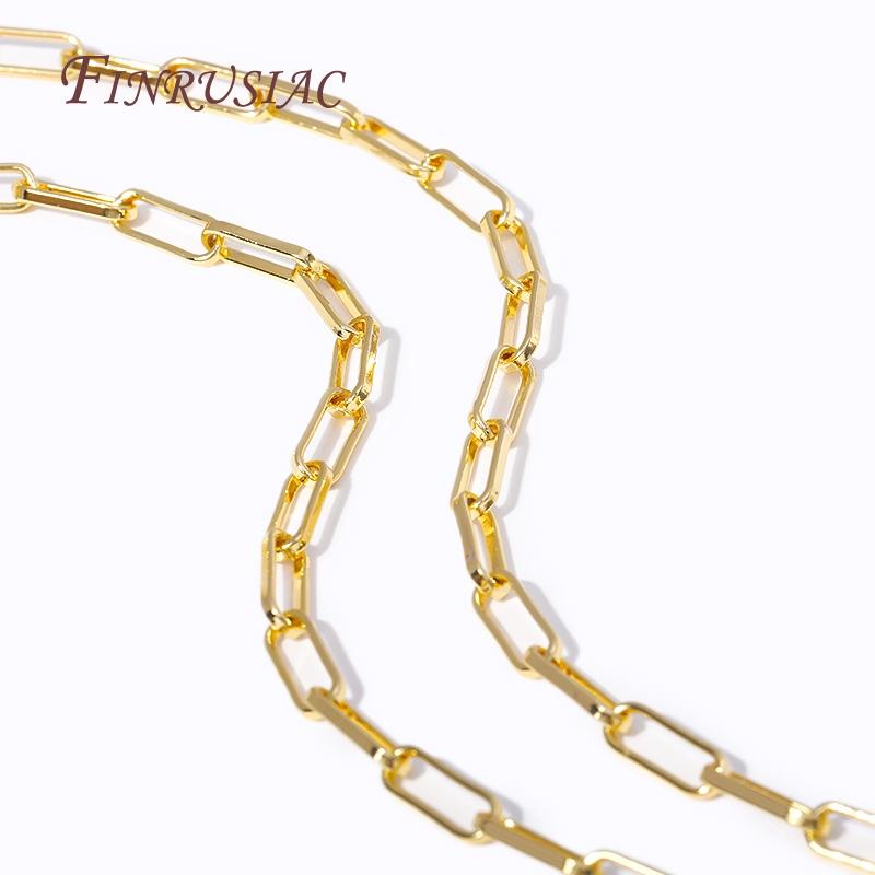 18K Gold Plated Metal Paperclip Link Cable Chains For Jewelry Making Findings, High Quality Spool Chain DIY Necklace Bracelet
