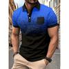Casual Pocket Button Men's Printed Polo Shirt