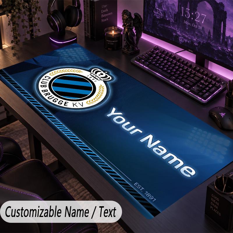 Custom Text Big Mousepad, Extended Desk Pad For Laptop Work GameClub Brugge FC