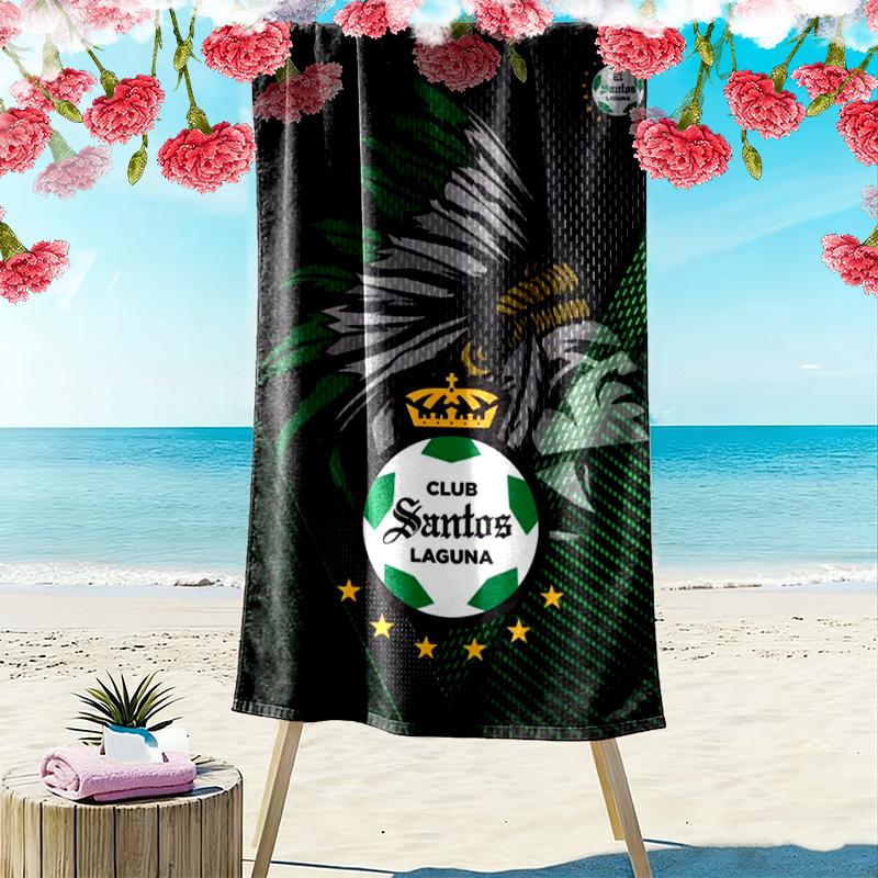 Santos Laguna Print Beach Towel, Large Soft Quick Dry Towel for Beach Camping Swimming