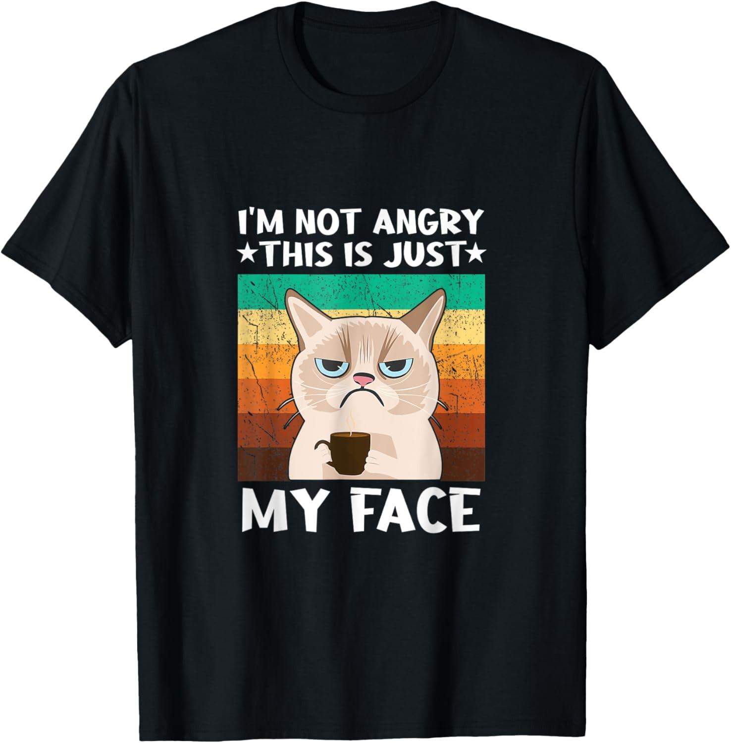 Sarcastic Funny Saying I m Not Angry This Is Just My Face Gift T-Shirt S