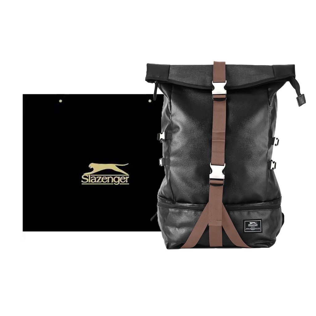 New Slazenger Synthetic Leather Gym Bag Backpack Men's Royal Blue/Black/Coffee SLA6838