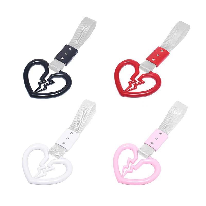 So Cute Broken Heart Shaped Car Anti-Static Strap Decorative Warning Hanging Ring Car Handle Rear Front Bumper Warning Ring