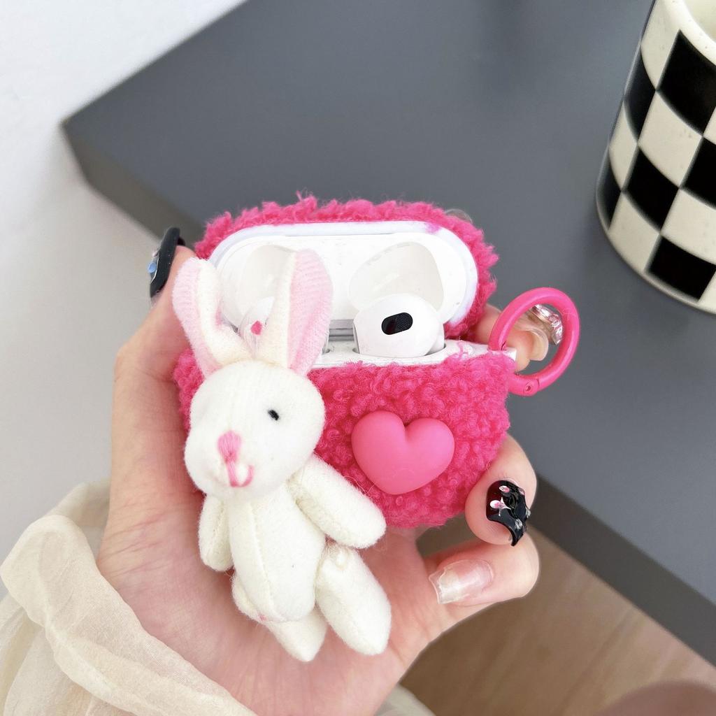 Plush cute rabbit love AirPods 1 protective case pro1 apple bluetooth 1/1 generation earphone case